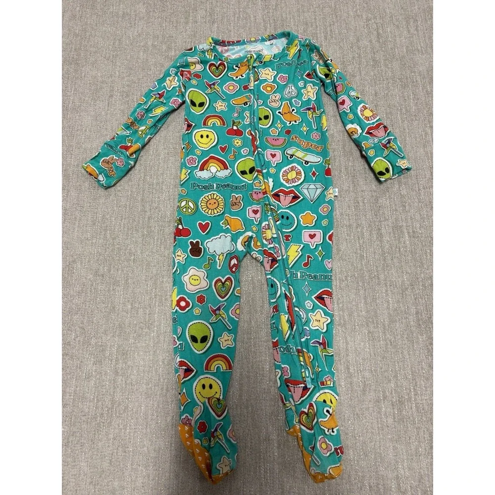 Posh Peanut Sticker Medley Bamboo Pajama Zippy Size 18-24 Months